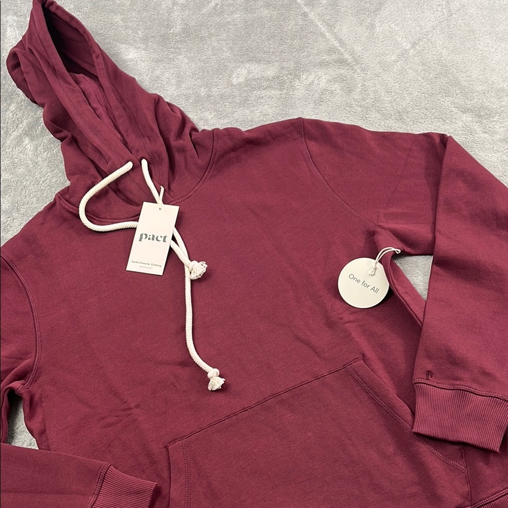 NEW Pact M Womens Red Burgundy "Raisin" Hoodie Unisex One-for-All Hoodie